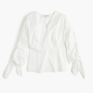 NWOT J.Crew poplin tie-sleeve top